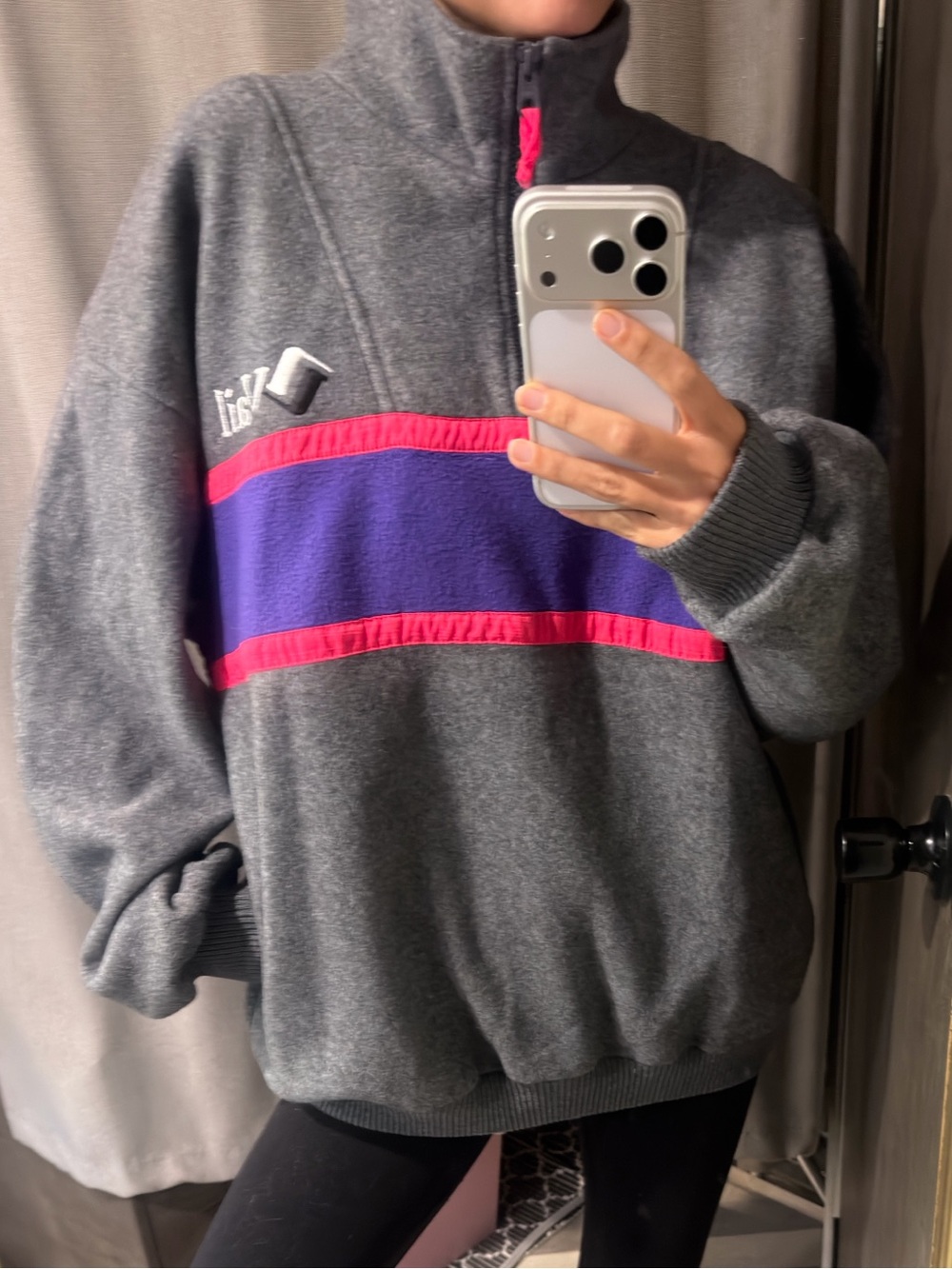 Vintage 80s 90s Fahrenheit Vail Fleece Pullover in Gray Purple Large